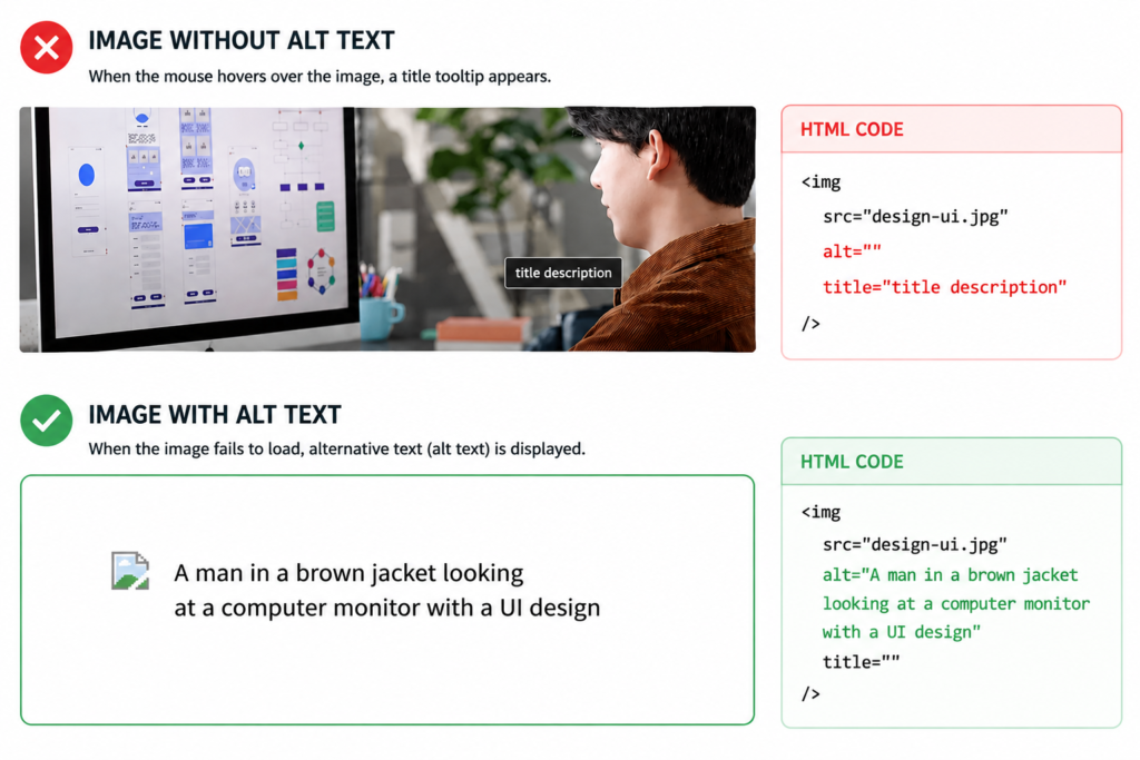 Difference between image with alt text and without alt text