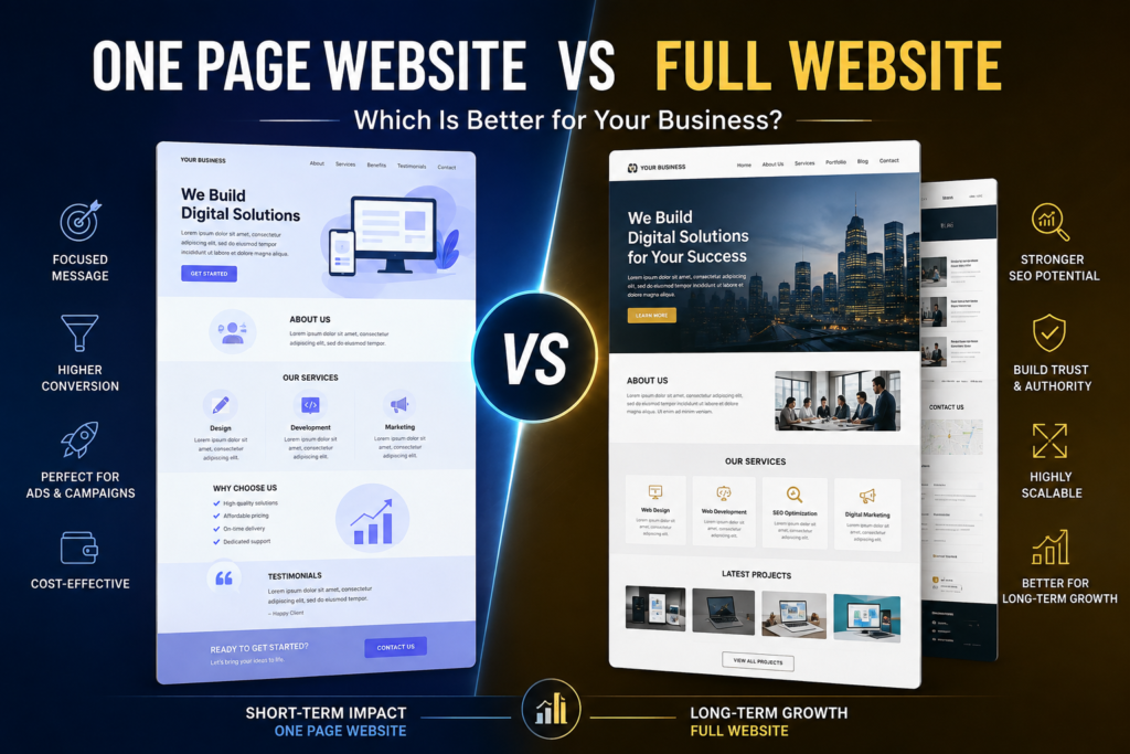 Should You Choose a One-Page Website or Full Website?